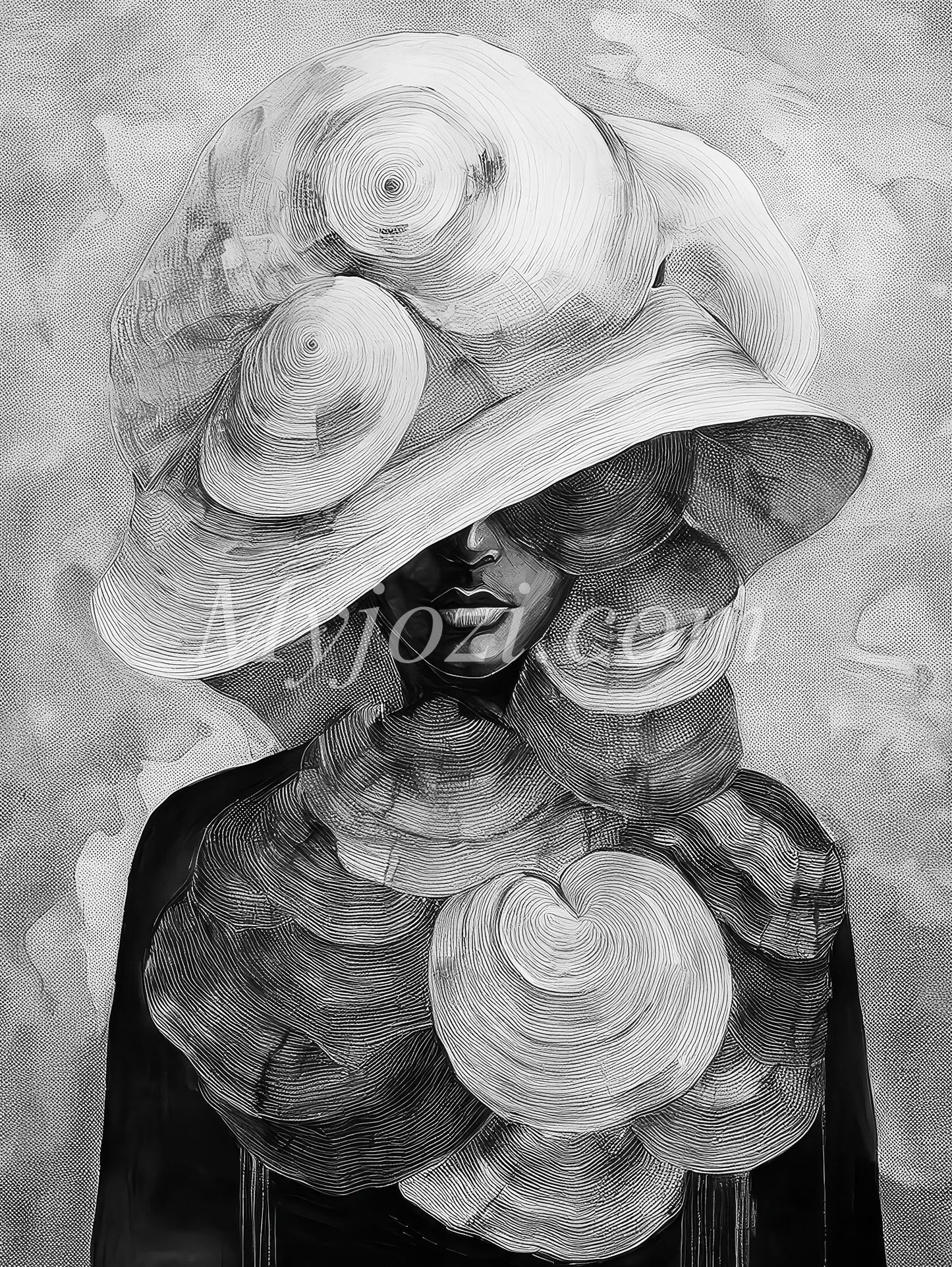 Black and White Art Poster - The Secret of the Sea
