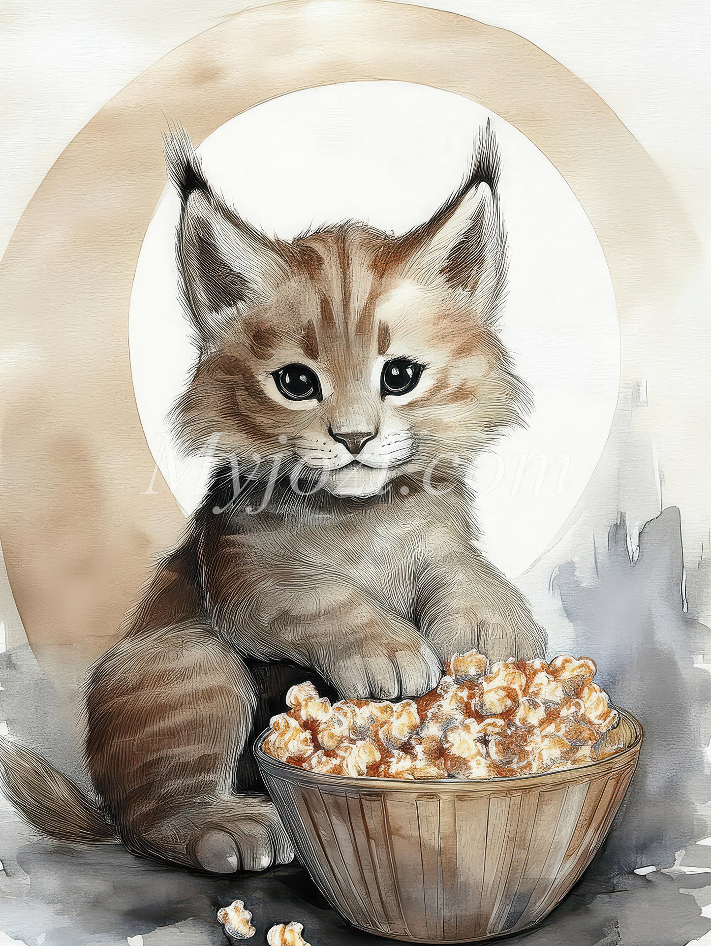 Lenia the Lynx - Children's Poster in Warm Color Palette