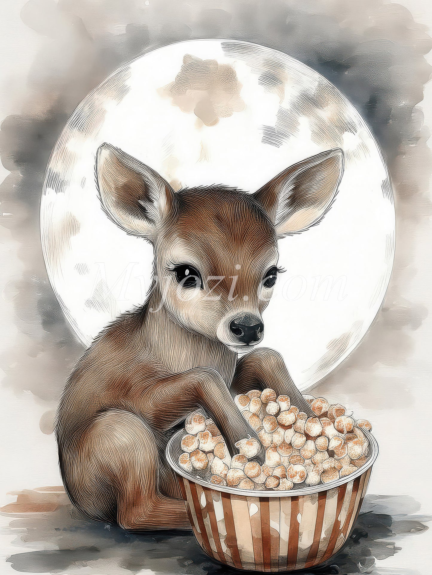 The Red Deer Who Loves Popcorn - Children's Poster