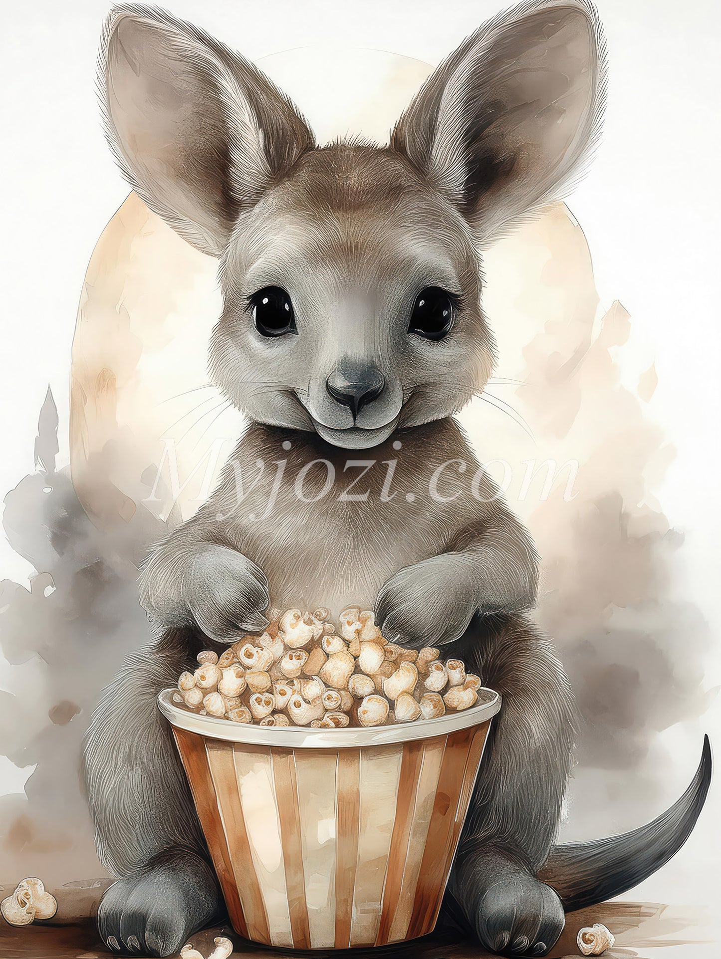 Poster For children - The popcorn-crazy Kangaroo