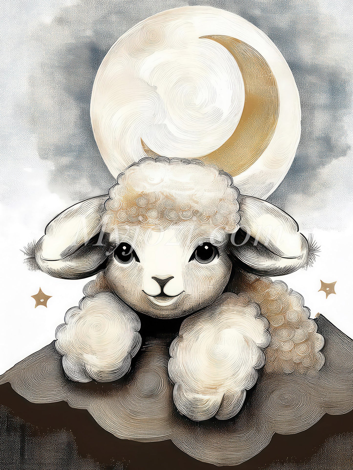 Osilia Angus Animal Poster - The Fluffy Lamb