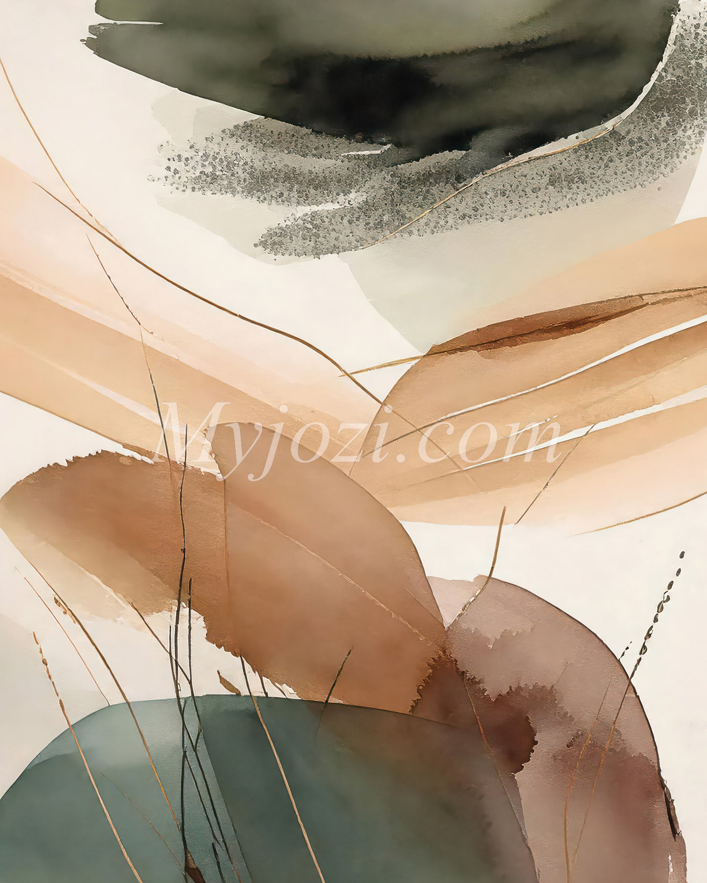 Green & Orange Wall Art - Abstract Poster