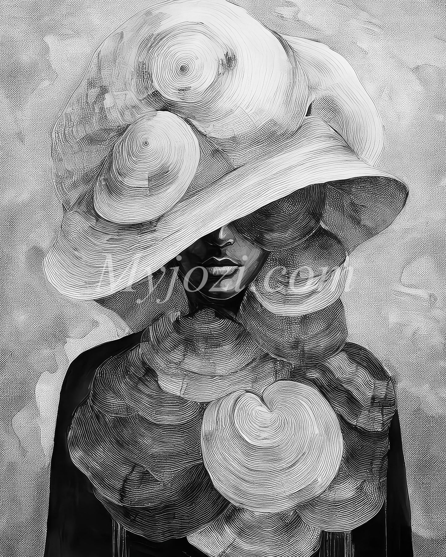 Black and White Art Poster - The Secret of the Sea