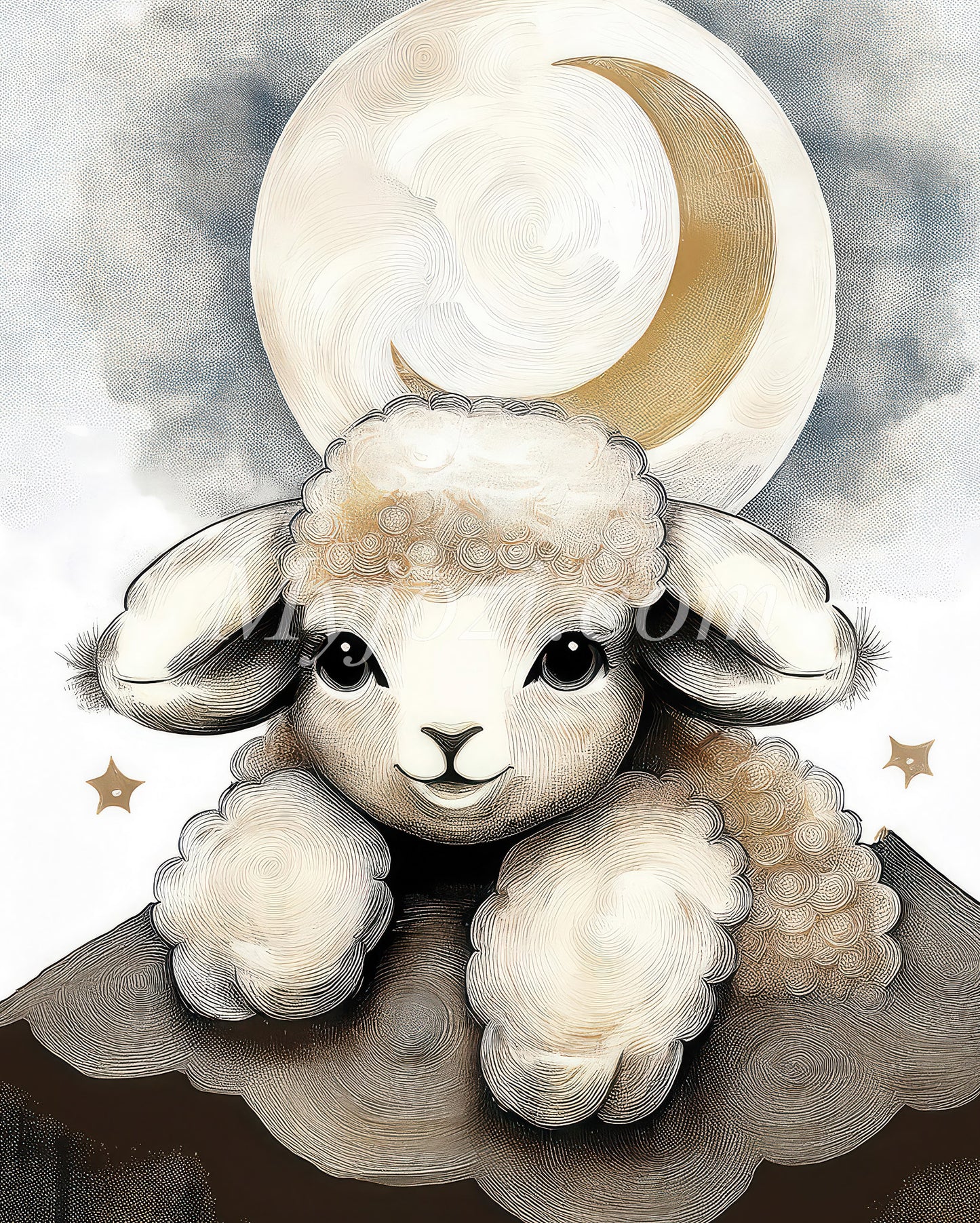 Osilia Angus Animal Poster - The Fluffy Lamb