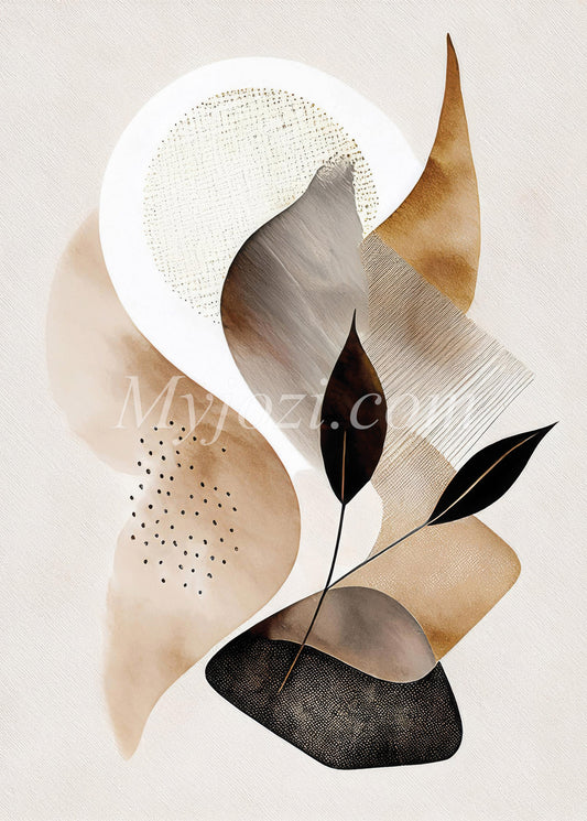 Abstrakt konstverk i skandinavisk design, med lugnande färger och subtila former. Tidlöst i alla rum