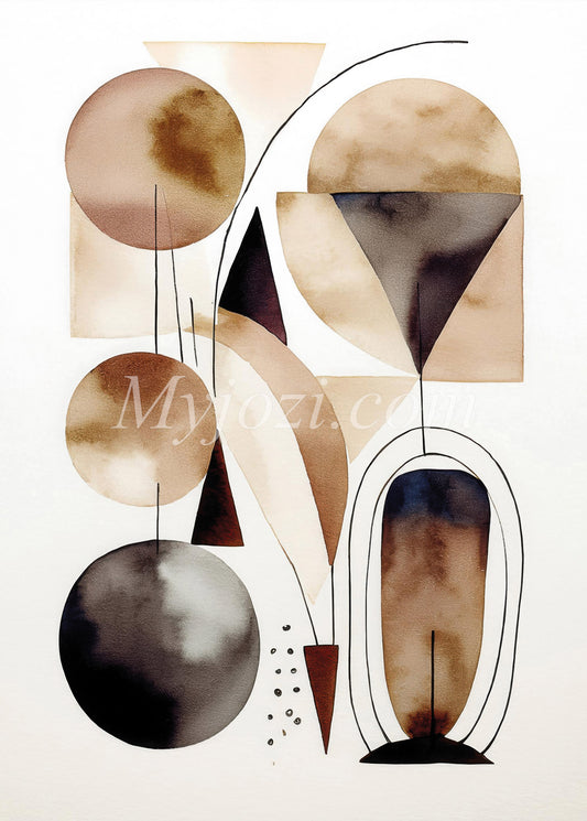 Abstrakt konst i varma, jordnära färger för tidlös skandinavisk inredning.