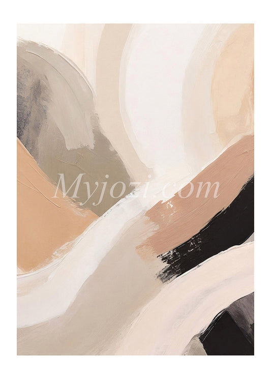 Abstrakt konstverk i jordnära nyanser skapar harmoni och energi. Perfekt för elegant inredning.