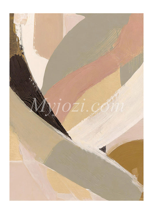 Abstrakt akrylmålning med djärv teknik och varierande nyanser, perfekt för att ge rummet karaktär.