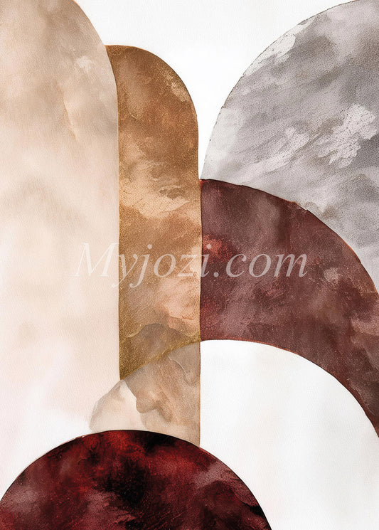 Abstrakt konstverk i rött, koppar och kastanjtoner som utstrålar passion och värme.