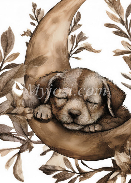 Barnposter  - Den Lilla Sovande Valpen