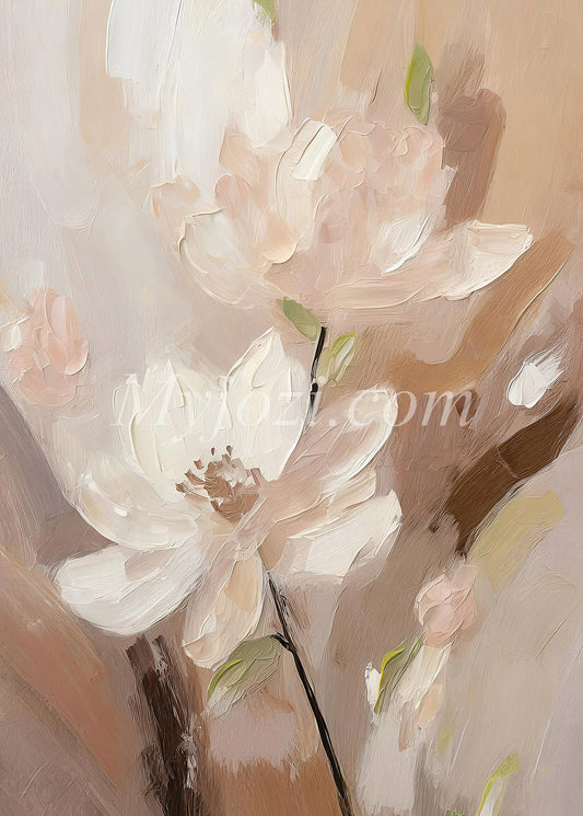 Abstrakt blomsterkonst i harmoniska färgtoner för att skapa en varm atmosfär.