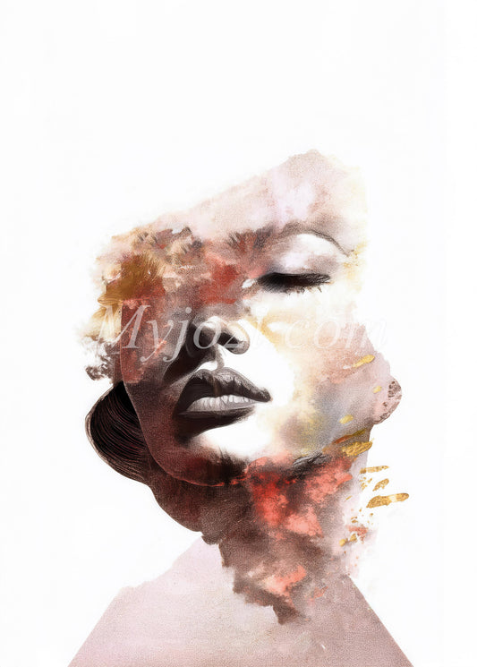 Elegant poster med varma nyanser och subtila metalliska accenter.