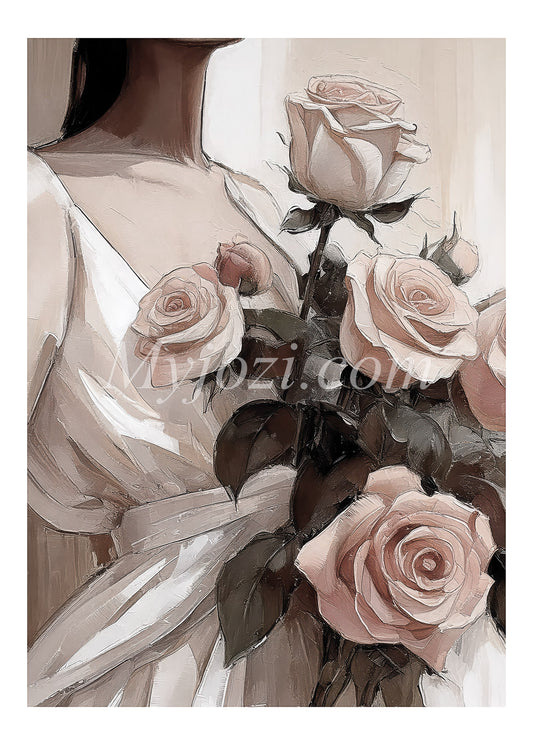 Elegant poster med Rosor och Feminina Detaljer för en romantisk och stämningsfull atmosfär.