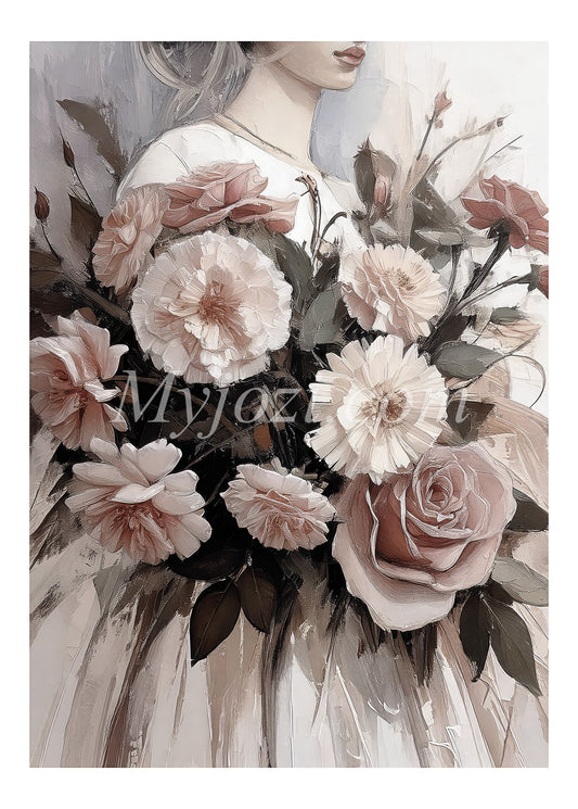 Konstnärlig poster med rosor - symbol för kärlek och skönhet, tidlös inredningsdetalj.