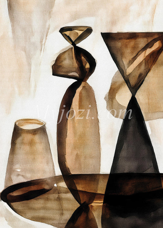 Poster Simplex Vitrum - Skandinaviskt inspirerat konstverk i jordnära toner för lugn och harmoni.