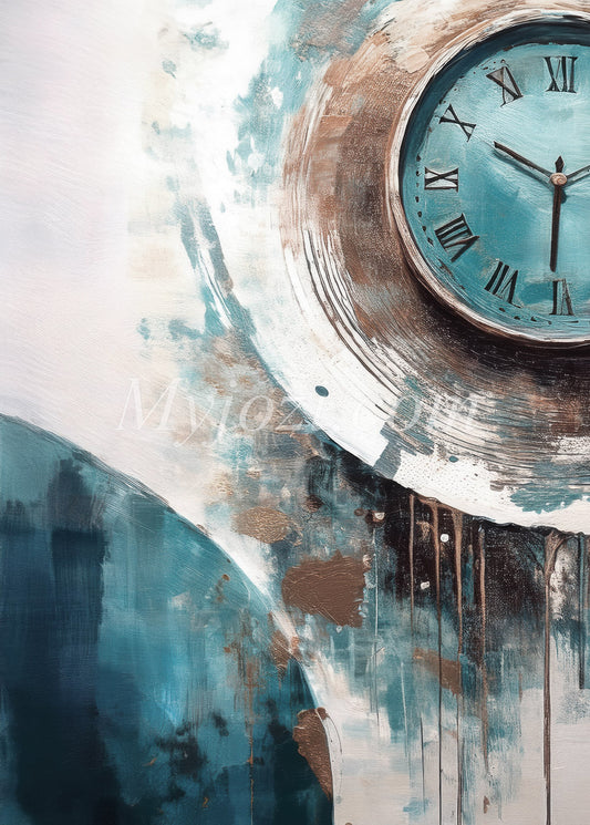 Akrylklocka som fångar tidens flyktiga natur på ett konstnärligt sätt.