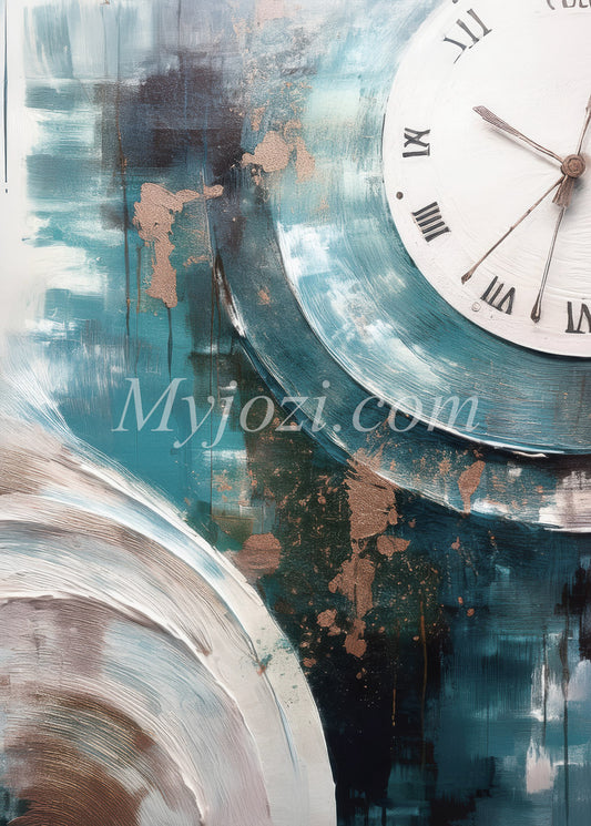 Akrylklocka med filosofisk tolkning av tidens flöde, en visuell meditation.