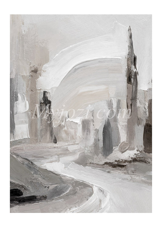 Abstrakt akrylkonstverk som fångar stadens puls på avstånd