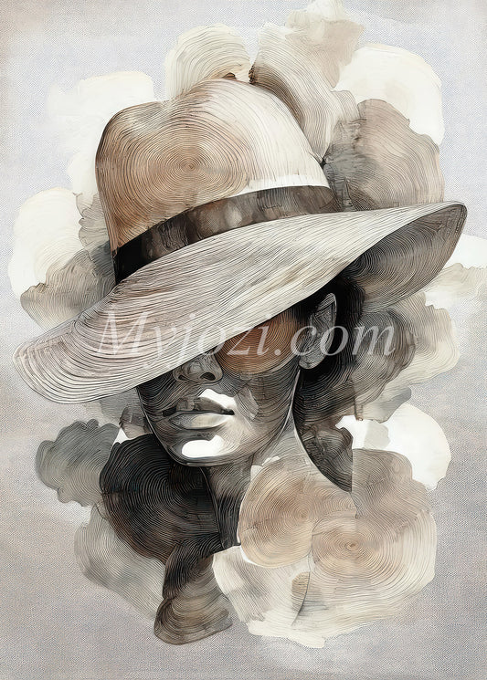 Poster Cilia - Skandinavisk konst med kvinnlig gåtfullhet och minimalism. Skapar lugn atmosfär.