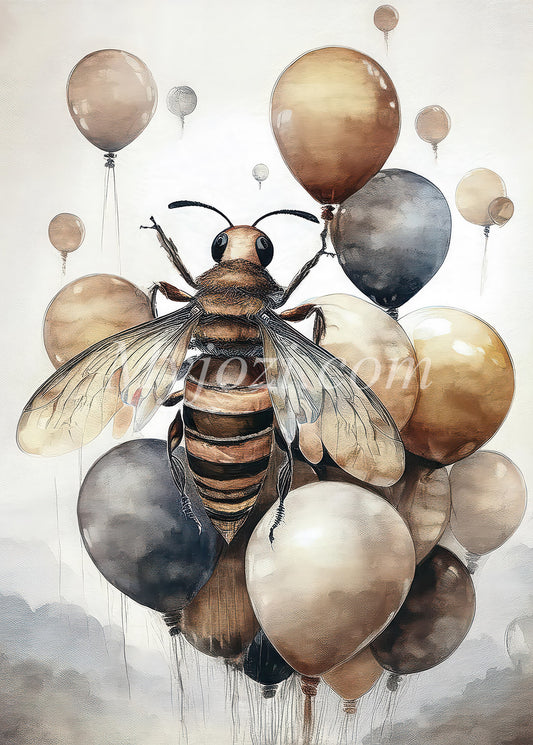 Barnposter Nectar Felicia - En geting bland ballonger