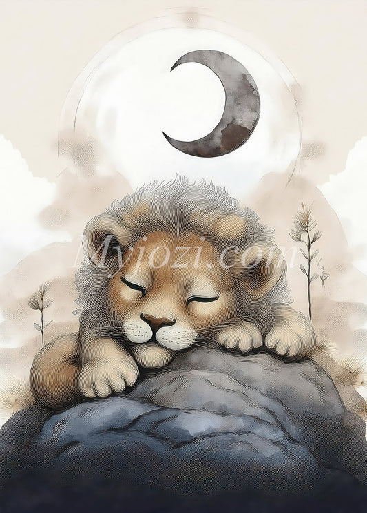 Barnposter - Det Trötta Lejonet