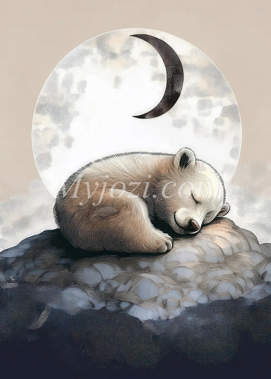 Barnposter - Sovande Isbjörnsunge