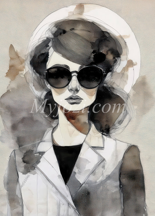 Poster Calliditas Hannah - En självsäker kvinna i kostym utstrålar makt och sofistikation i jordnära