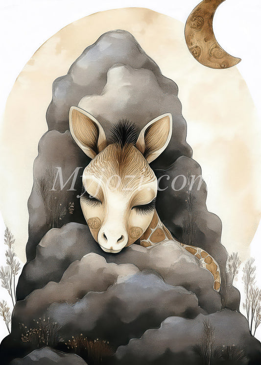 Barnposter Ovalia Celine - Den sovande Giraffen