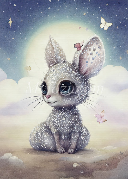 Barnposter med lugna pasteller och lekfulla motiv för harmonisk känsla.