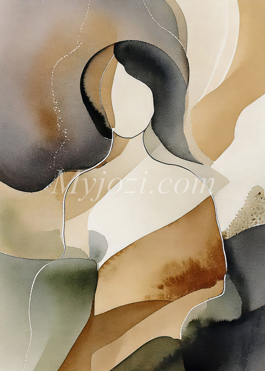 Abstrakt konstposter med djupa kontraster och inre styrka, perfekt för inredning med en stark berätt