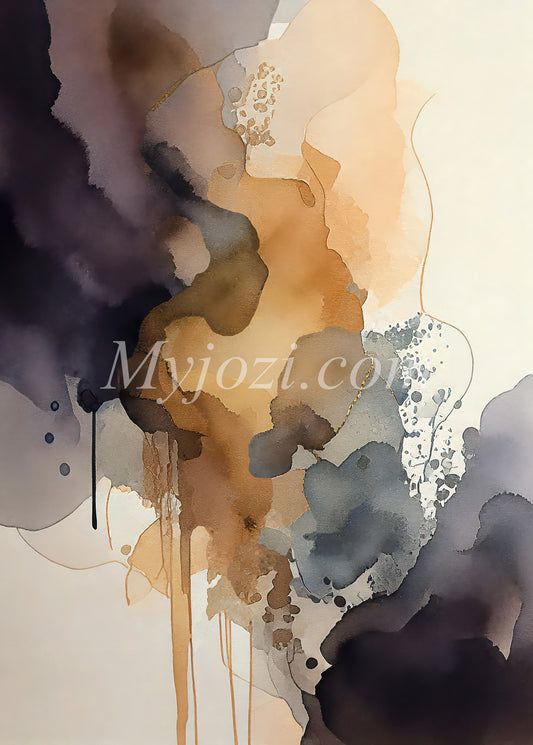 Abstrakt konstposter med tystnadens styrka i jordiga nyanser.