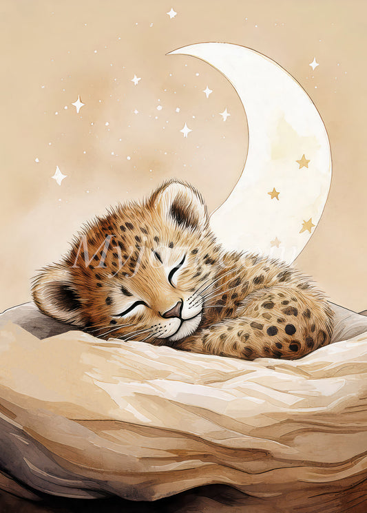 Barnposter Alicia - En Trött Geopardunge