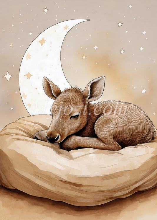 Barntavla Lias - En Sovande Älgkalv