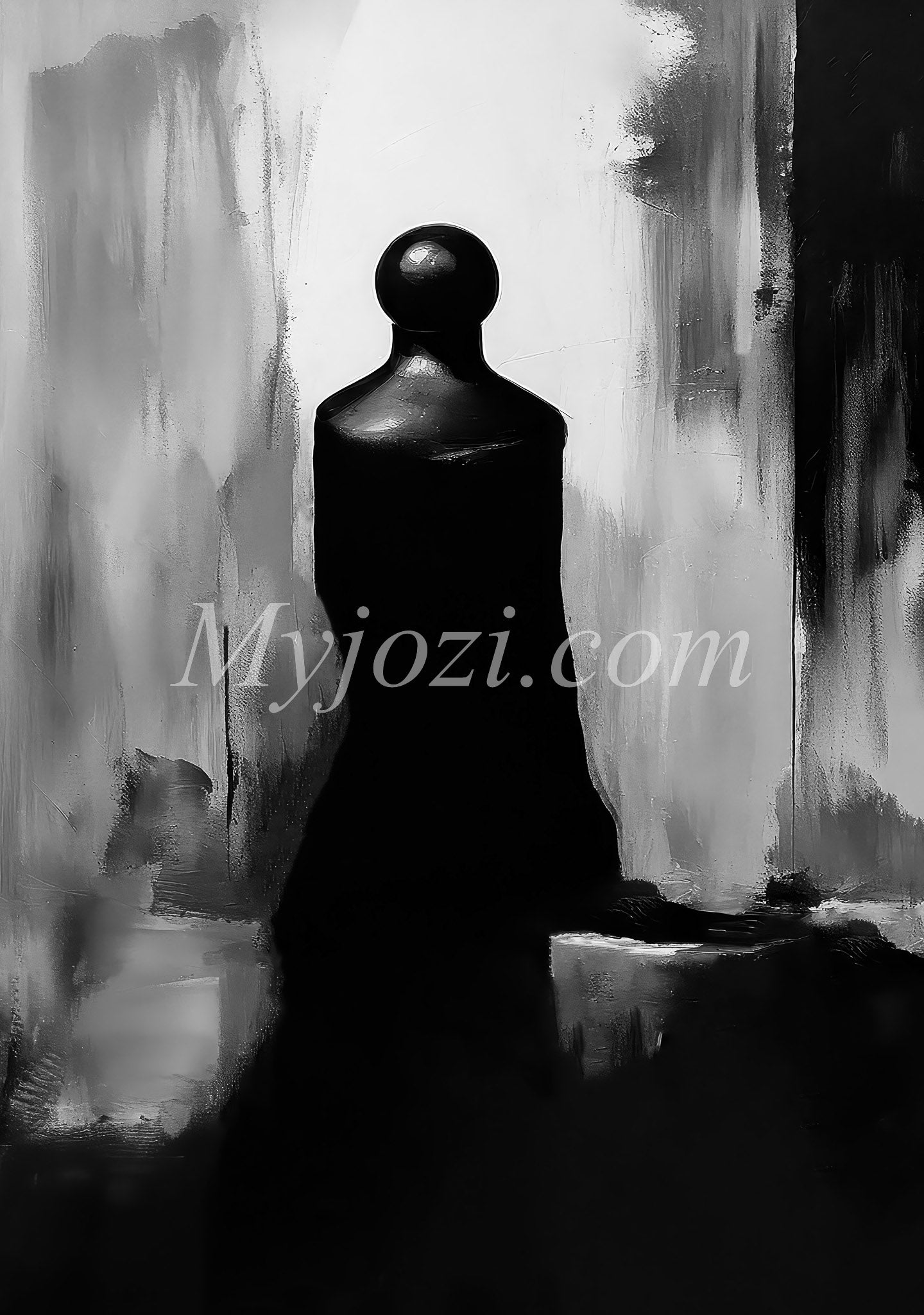 Black and White Art Poster - The Secret of the Sea