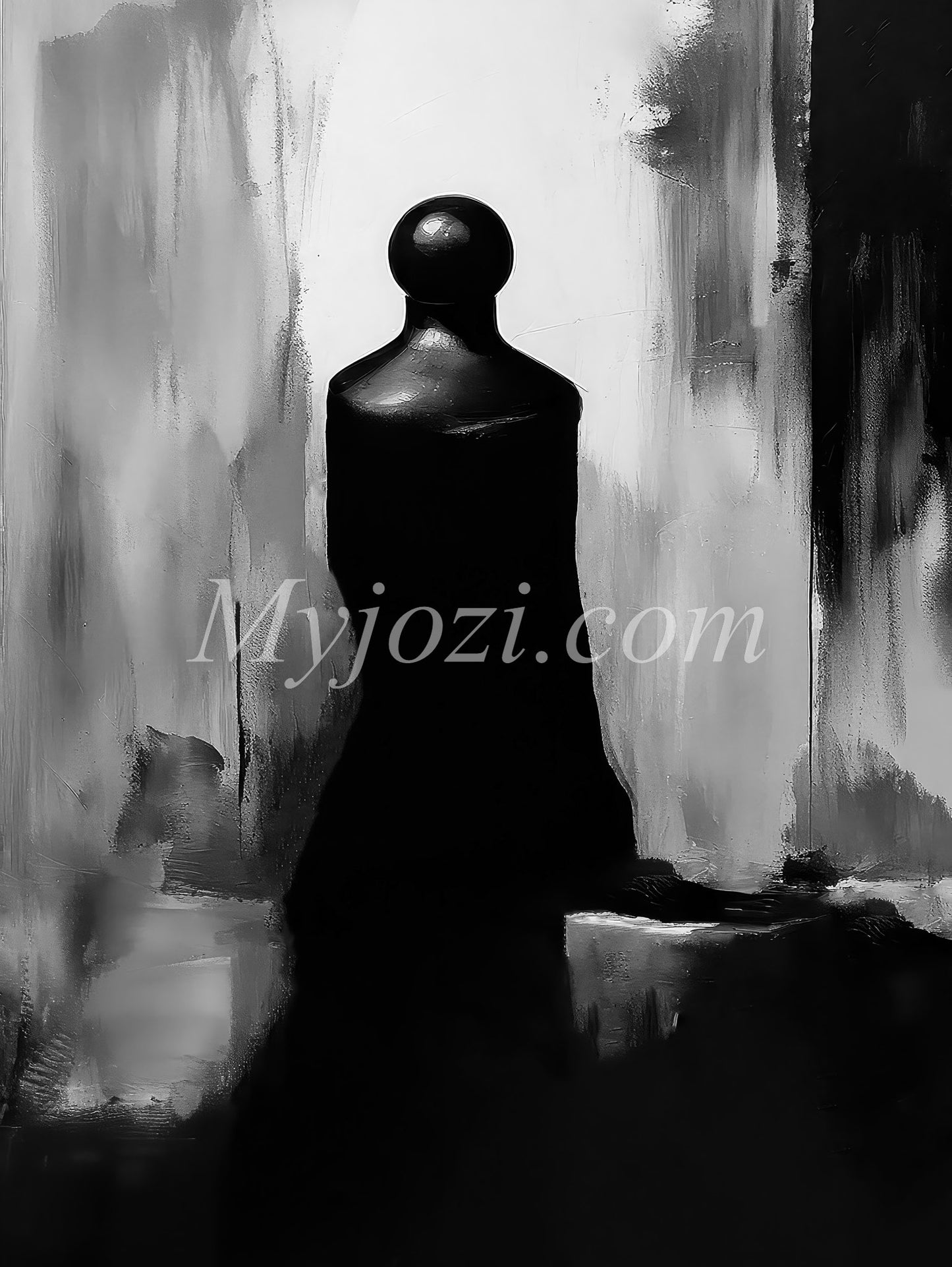 Black and White Art Poster - The Secret of the Sea