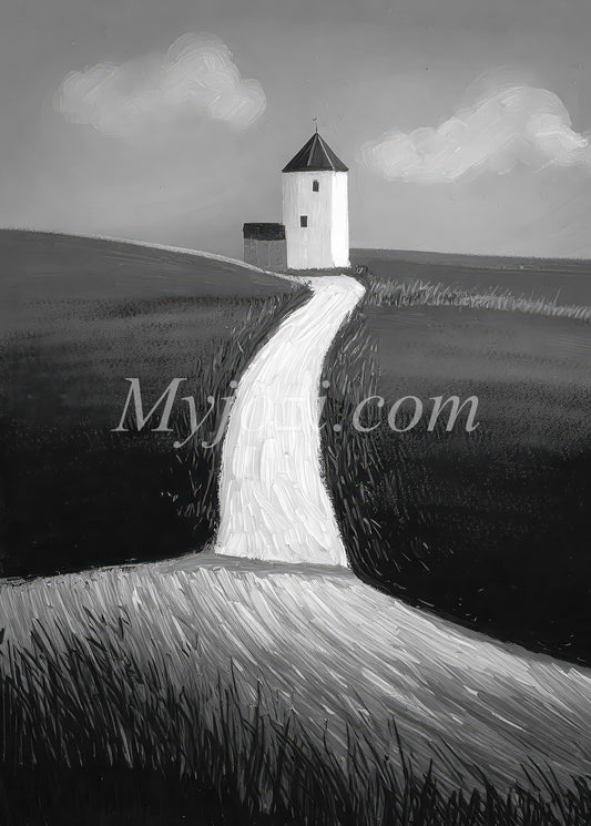 Svartvit Poster - Lilla Huset På Kullen