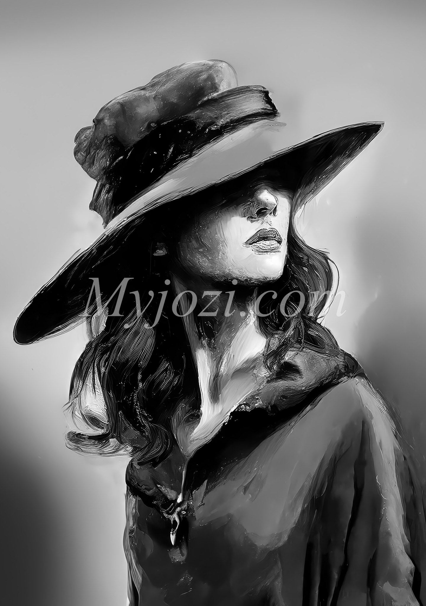 Black and White Art Poster - The Secret of the Sea