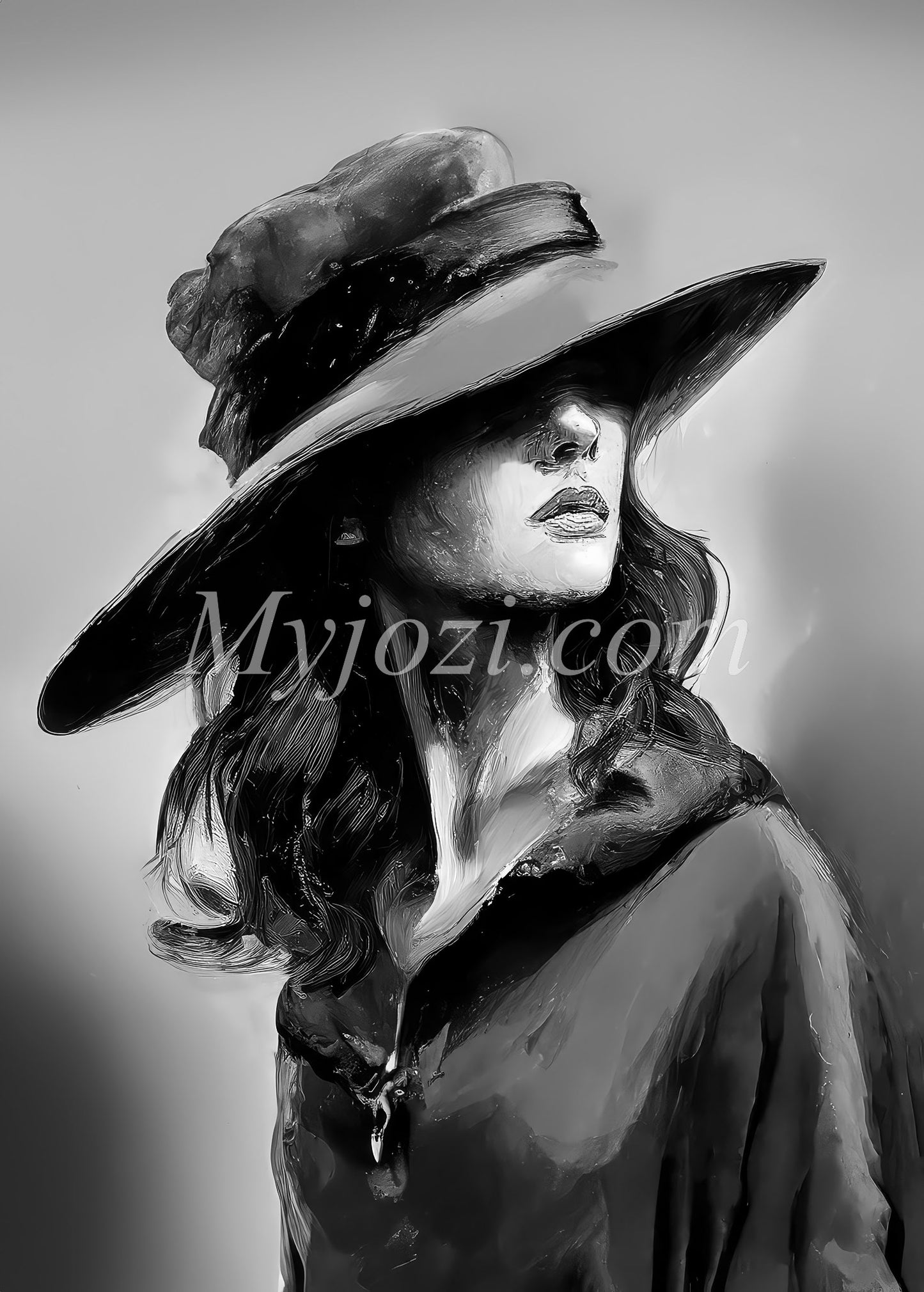 Black and White Art Poster - The Secret of the Sea