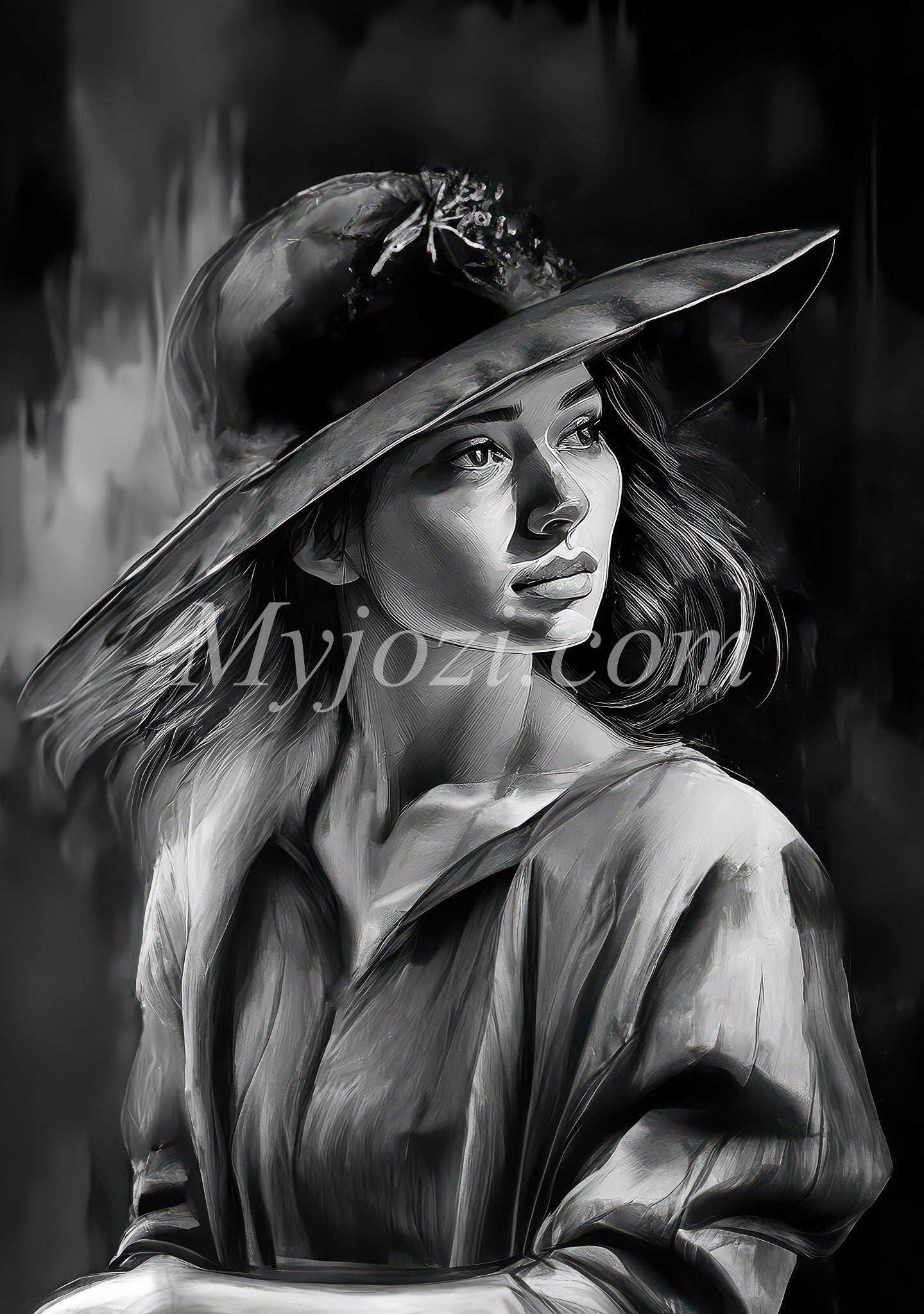 Black and White Art Poster - The Secret of the Sea