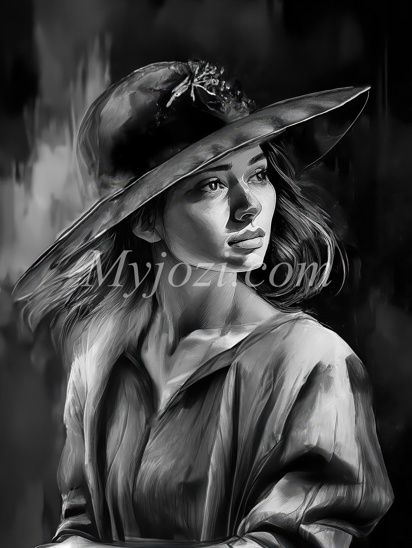 Black and White Art Poster - The Secret of the Sea