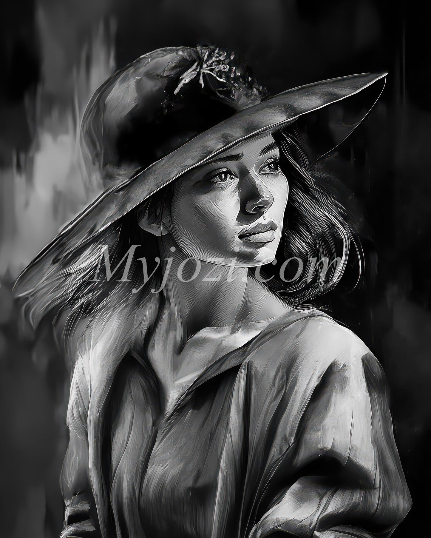 Black and White Art Poster - The Secret of the Sea