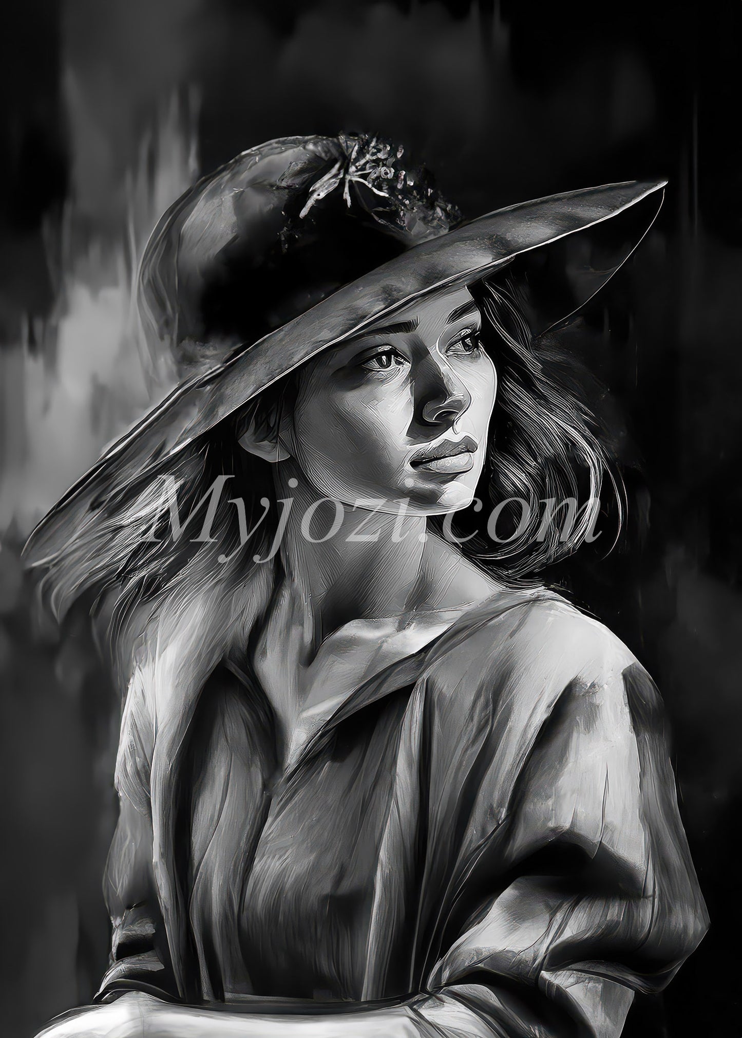 Black and White Art Poster - The Secret of the Sea