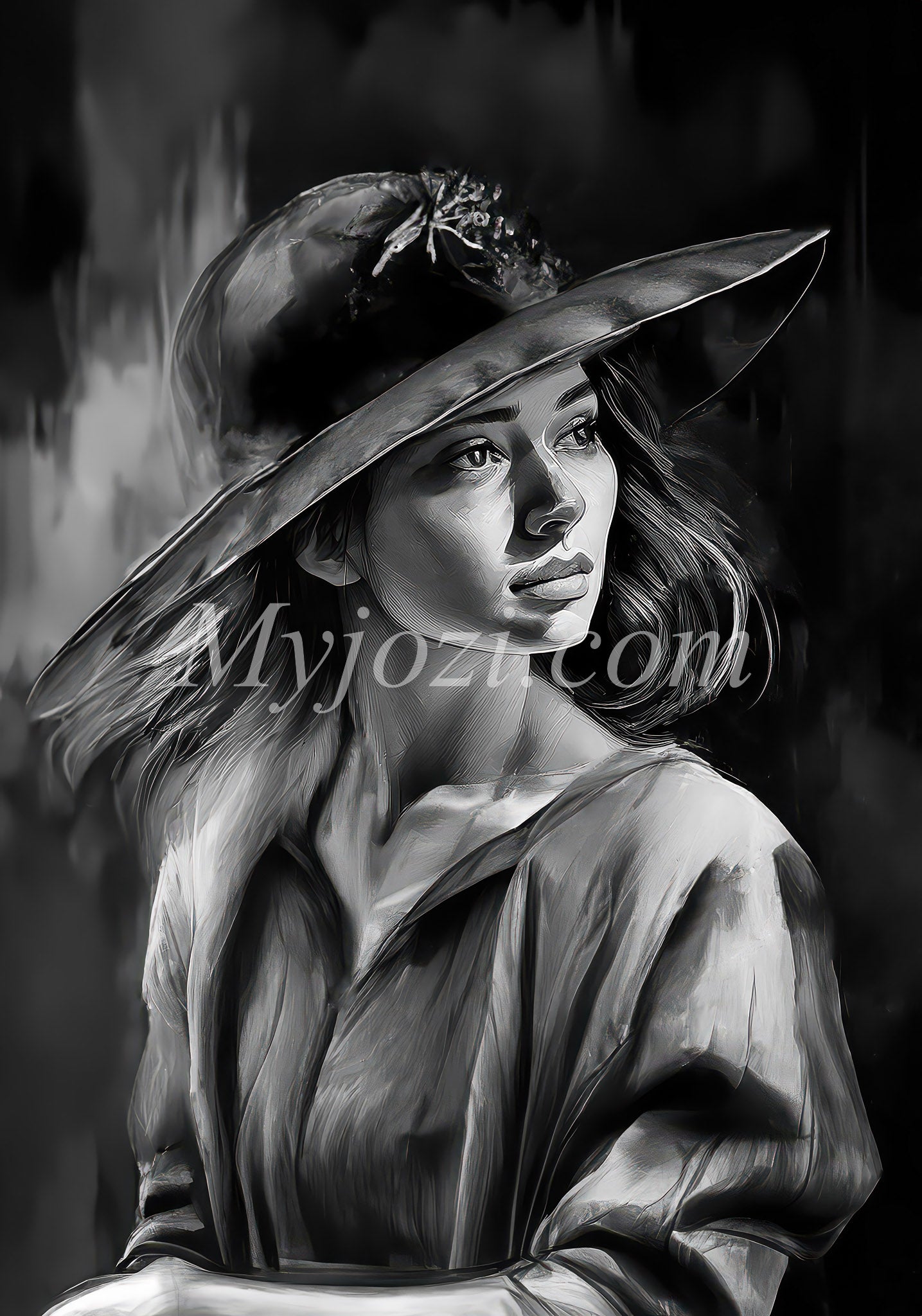 Black and White Art Poster - The Secret of the Sea