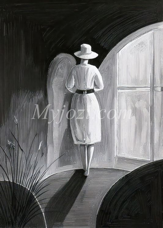 Svartvit Poster - Kvinnan Vid Spegeln