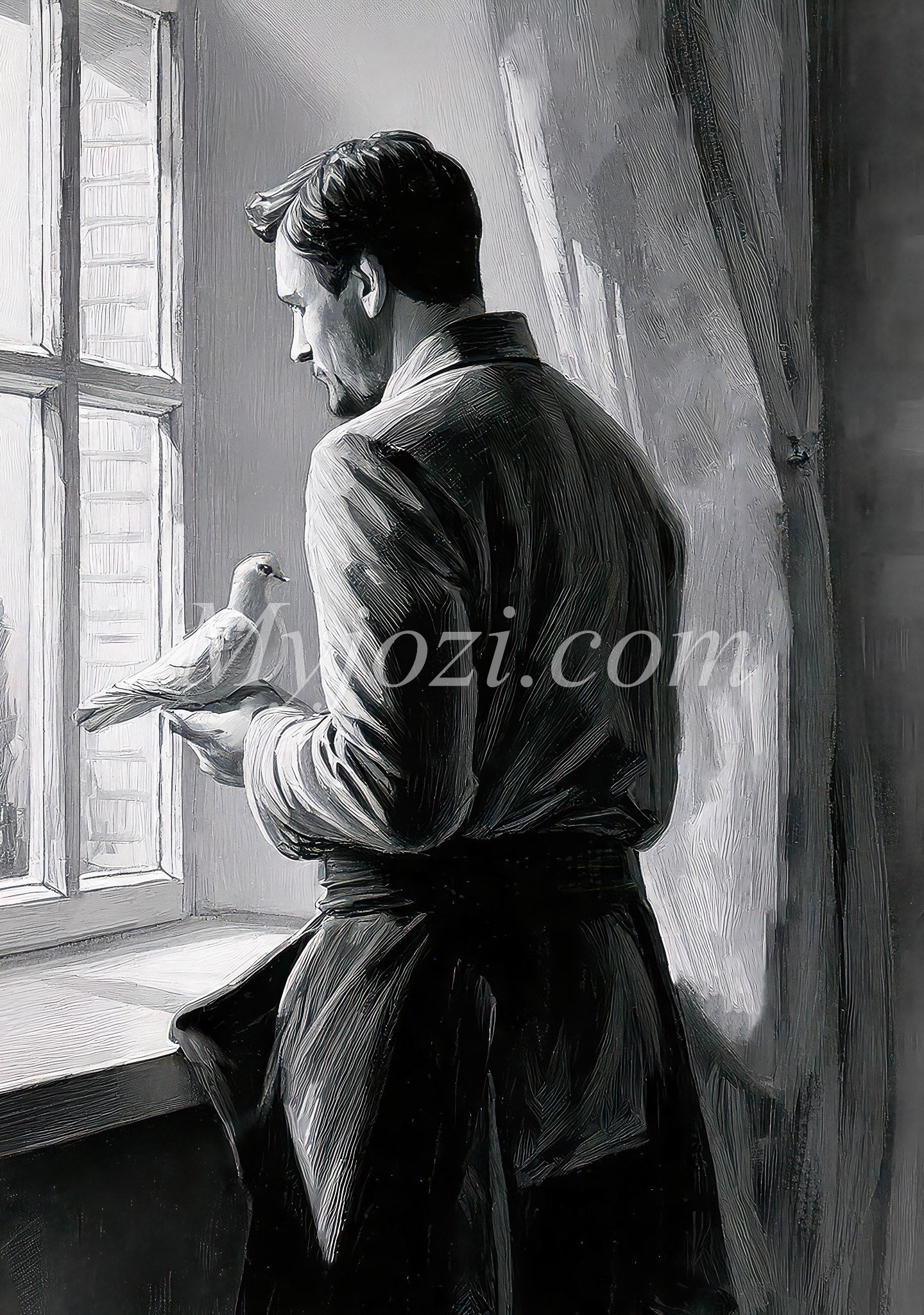 Black and White Art Poster - The Secret of the Sea