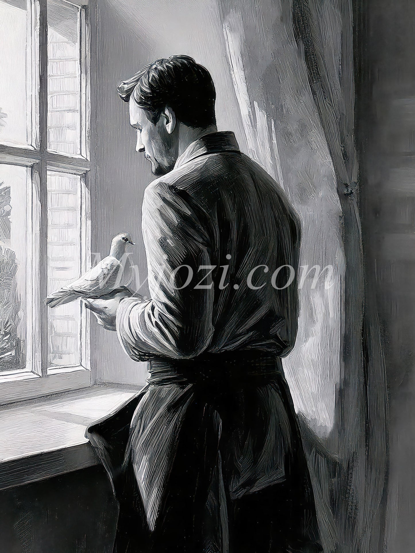 Black and White Art Poster - The Secret of the Sea