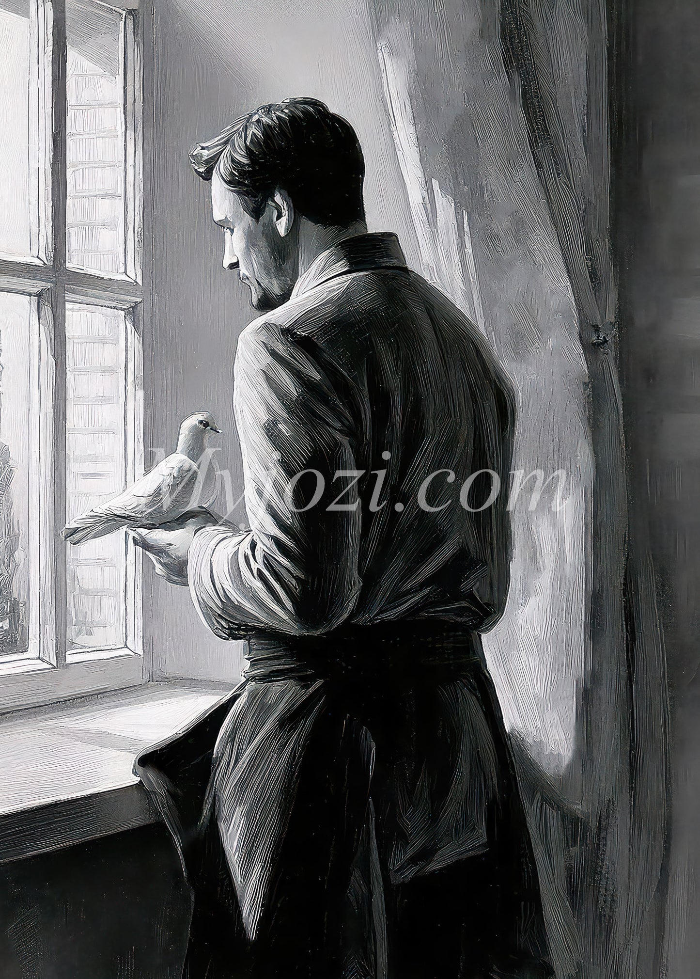 Black and White Art Poster - The Secret of the Sea