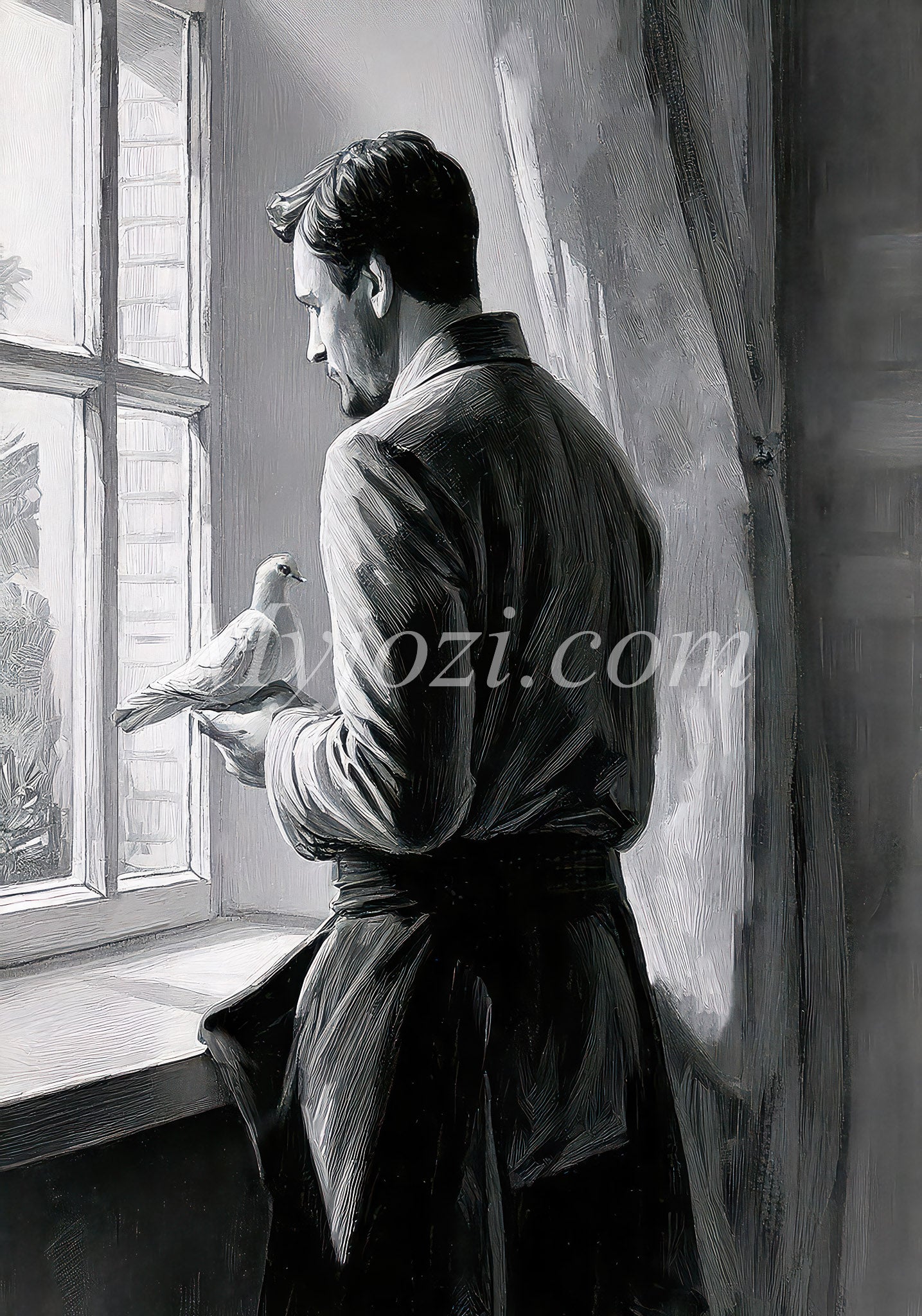 Black and White Art Poster - The Secret of the Sea