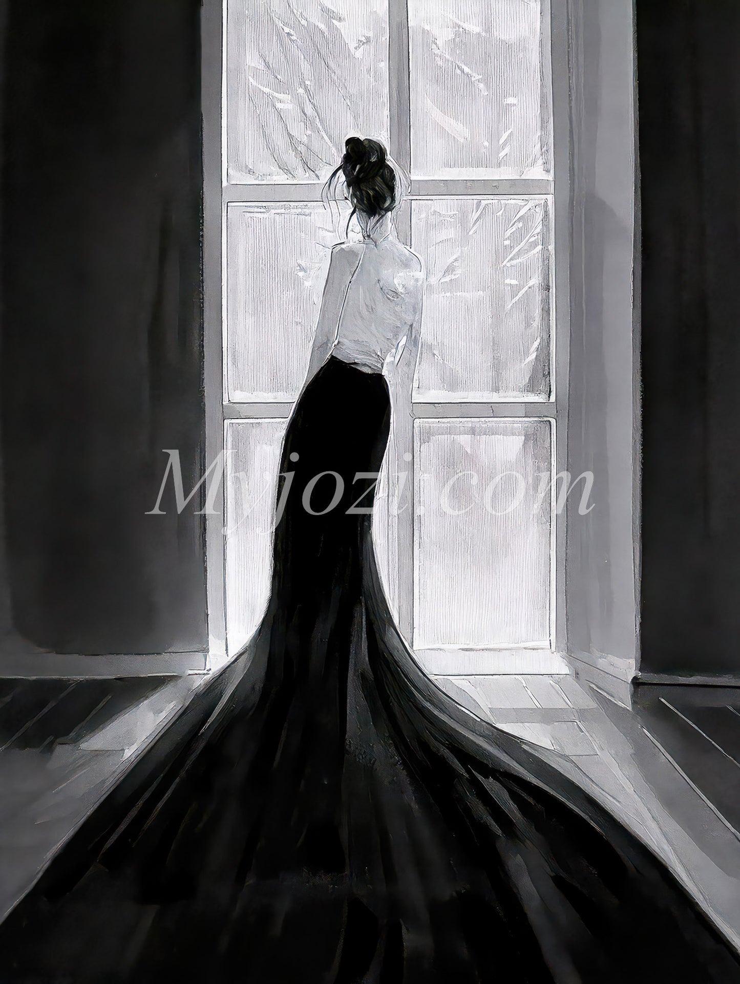 Black and White Art Poster - The Secret of the Sea