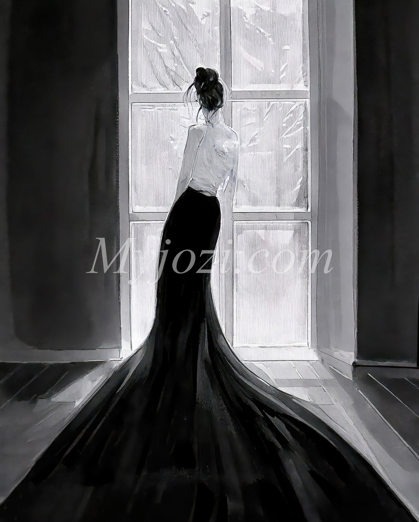 Black and White Art Poster - The Secret of the Sea